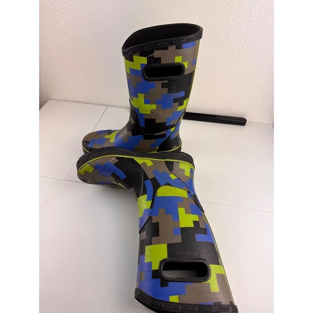 Bogs Youth Waterproof Rain Boots Size 4 EU 37 Camo Pixel‎ Digital Pattern